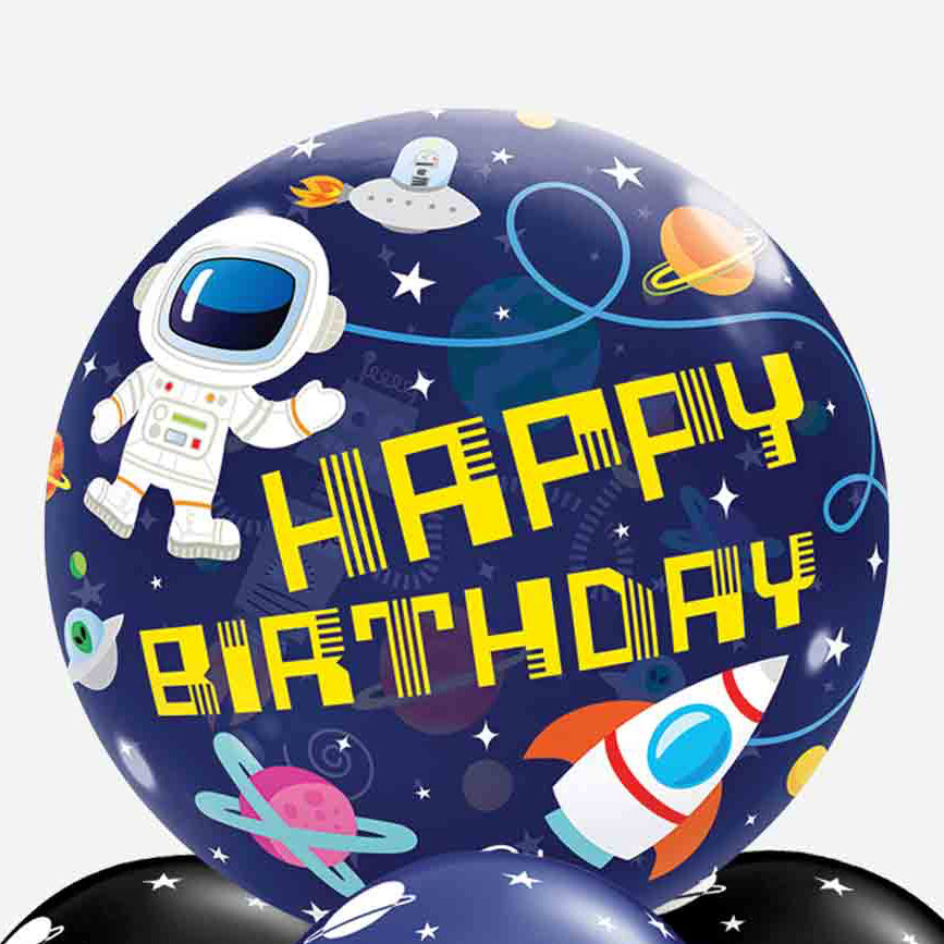 Hope Your Birthday is Outta This World Astronaut Inflated Balloon Bouquet