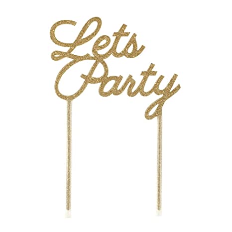Let's Party Cake Topper Gold