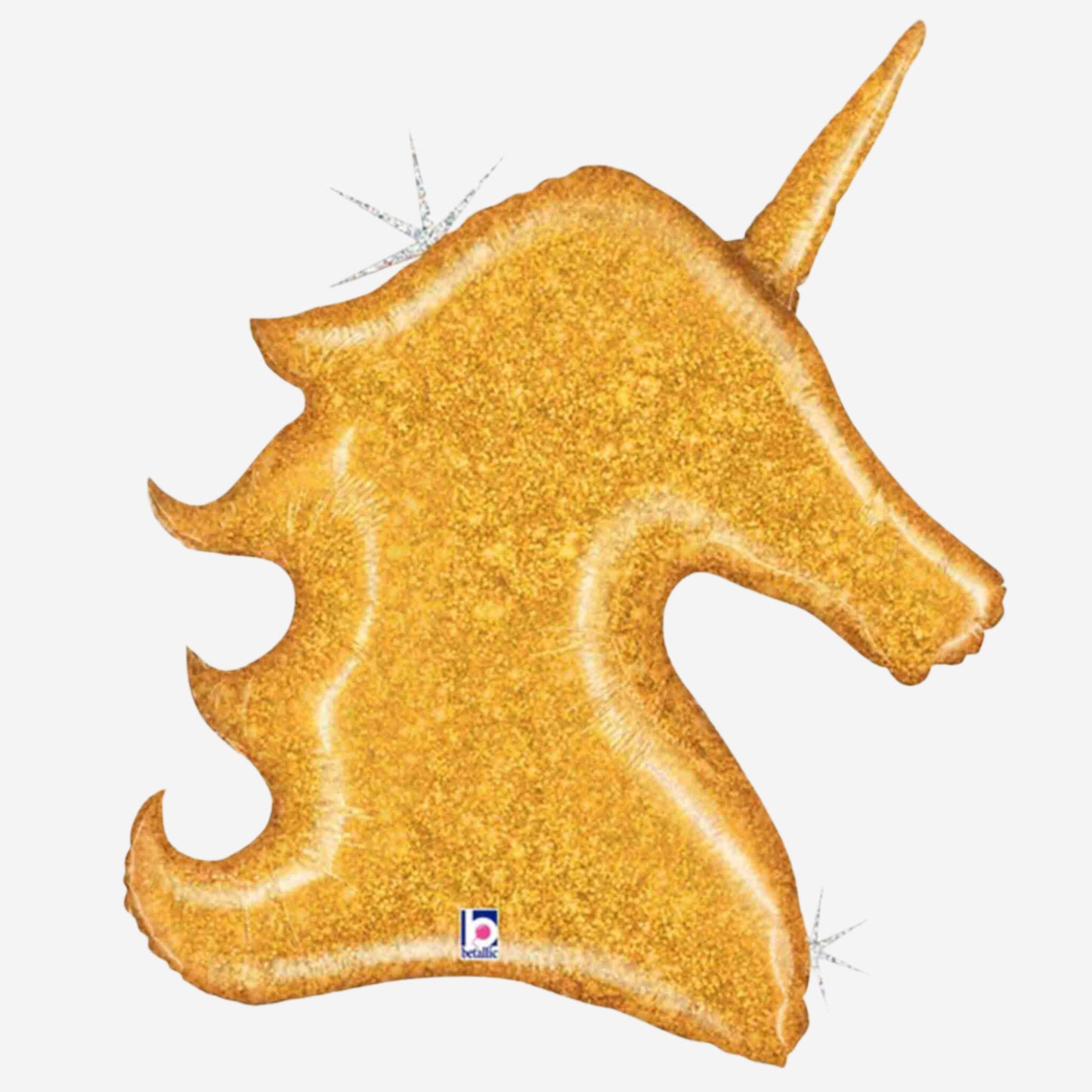 Holographic Gold Glitter Unicorn Inflated Balloon