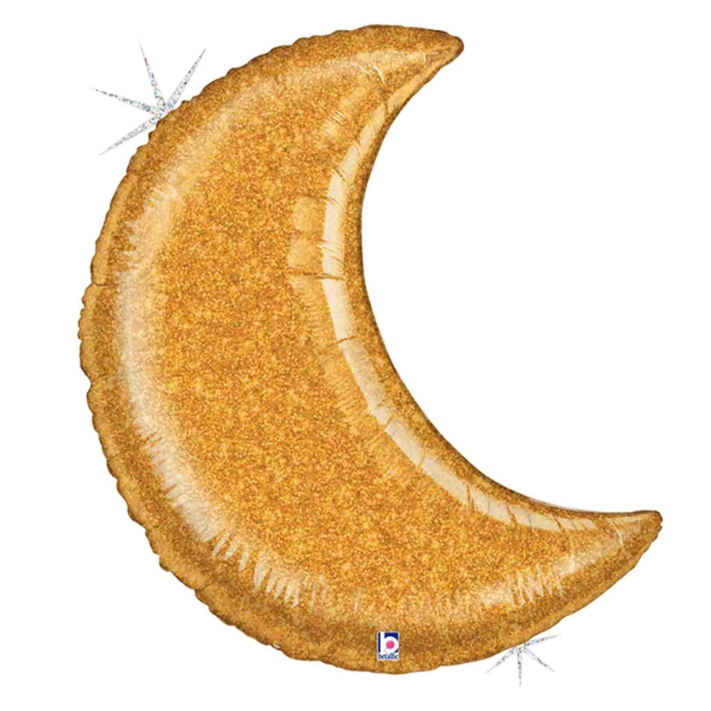 Holographic Gold Glitter Moon Inflated Balloon
