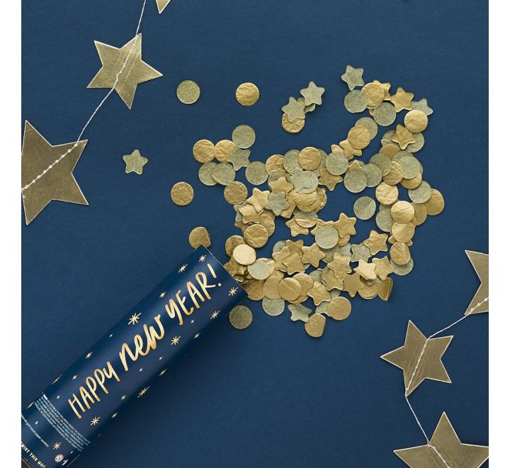Happy New Year Navy Confetti Cannon