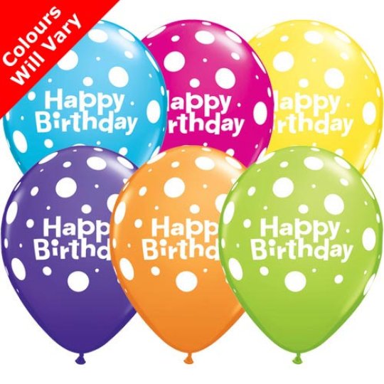 Pack of 6 Happy Birthday Multicoloured Latex Balloons