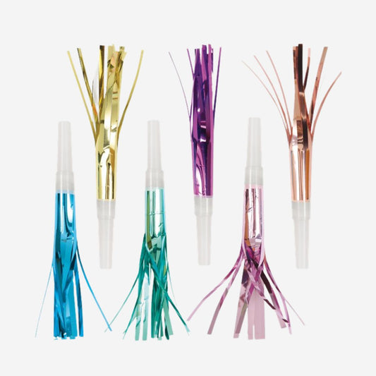 Pastel Colours Fringe Squawker Blowouts - Pack of 8