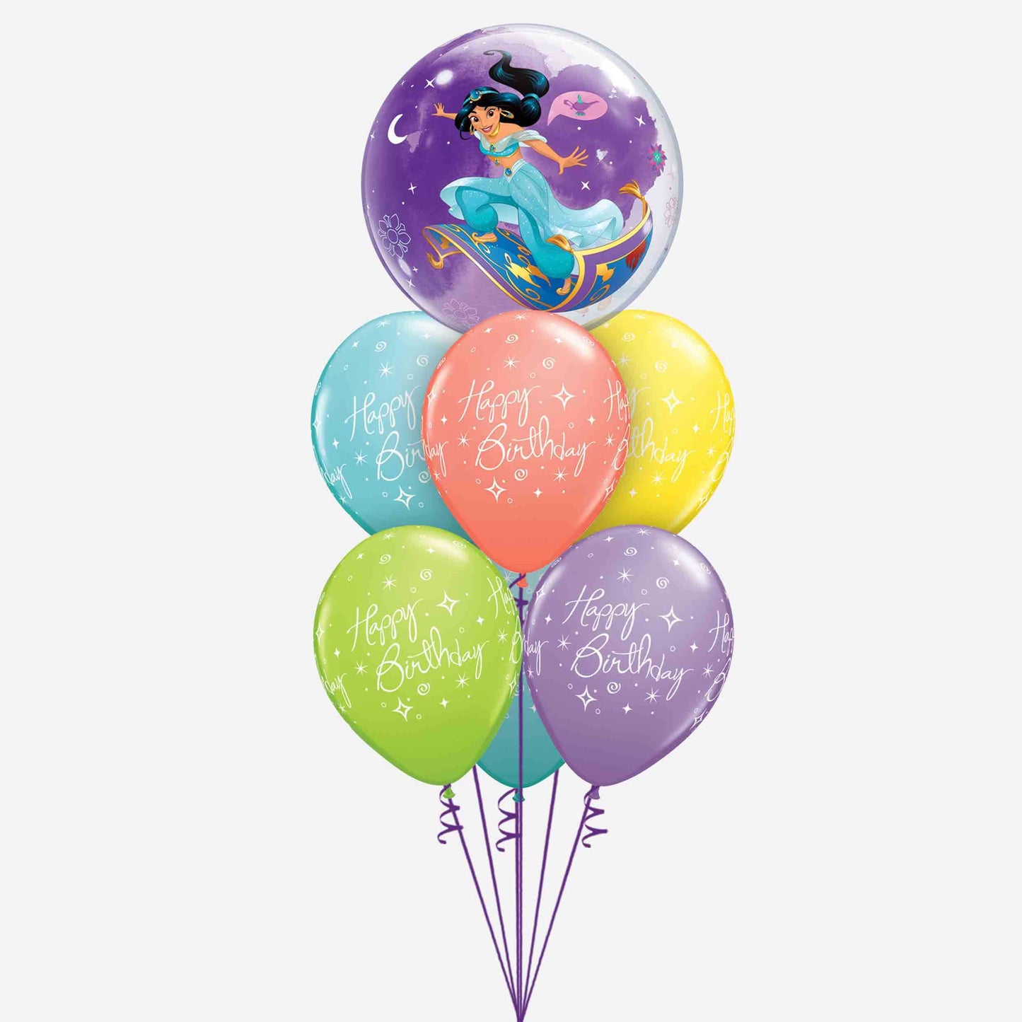 Princess Jasmine Birthday Inflated Balloon Bouquet