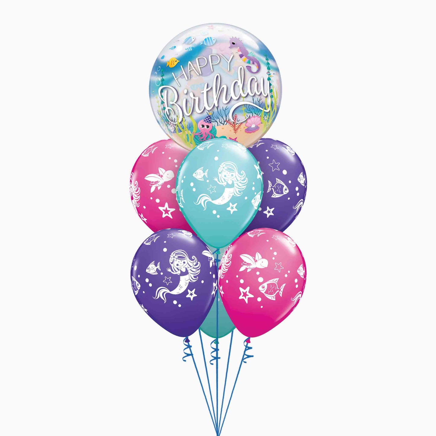 Mermaid Bubble Inflated Balloon Bouquet