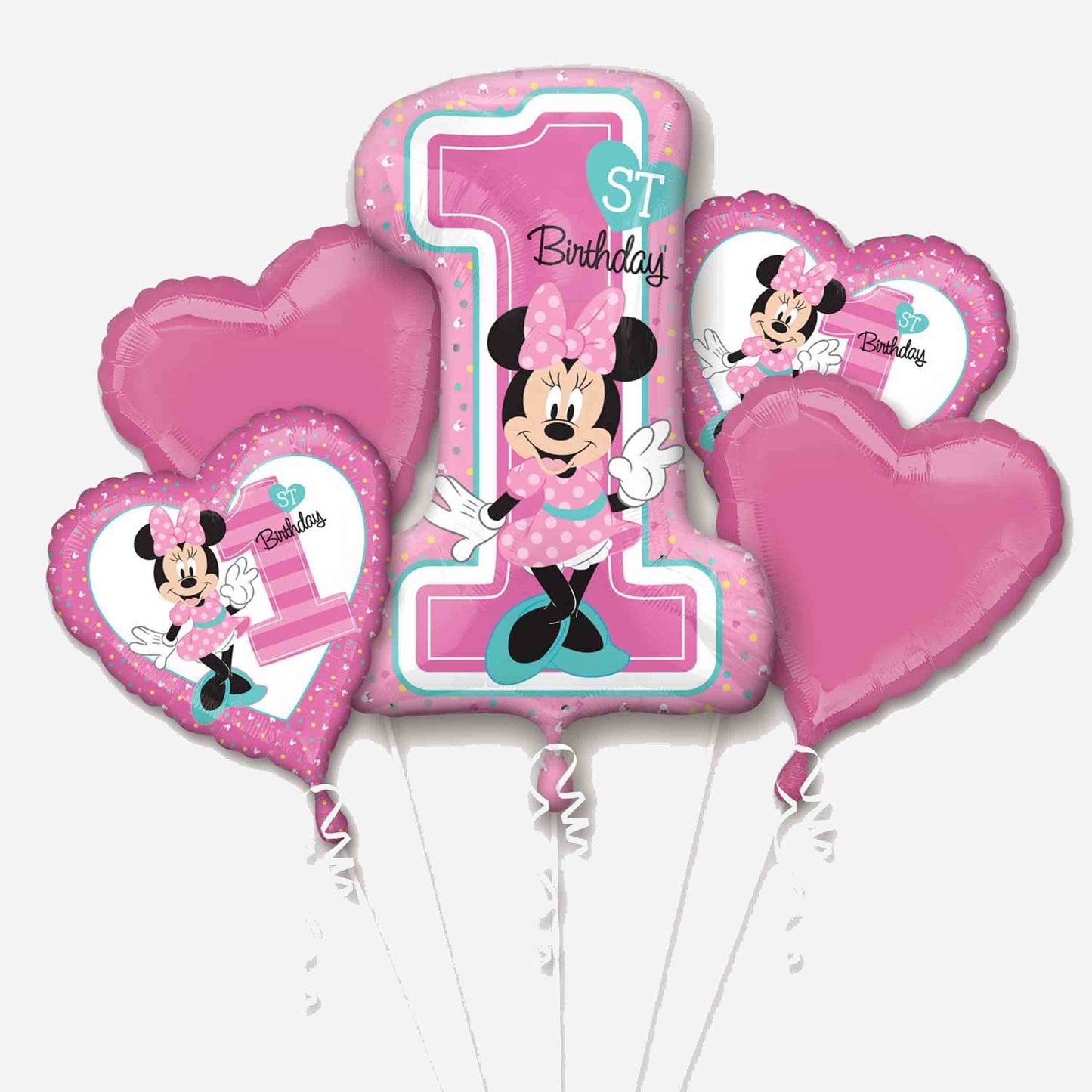 Minnie Mouse 1st Birthday Inflated Balloon Bouquet
