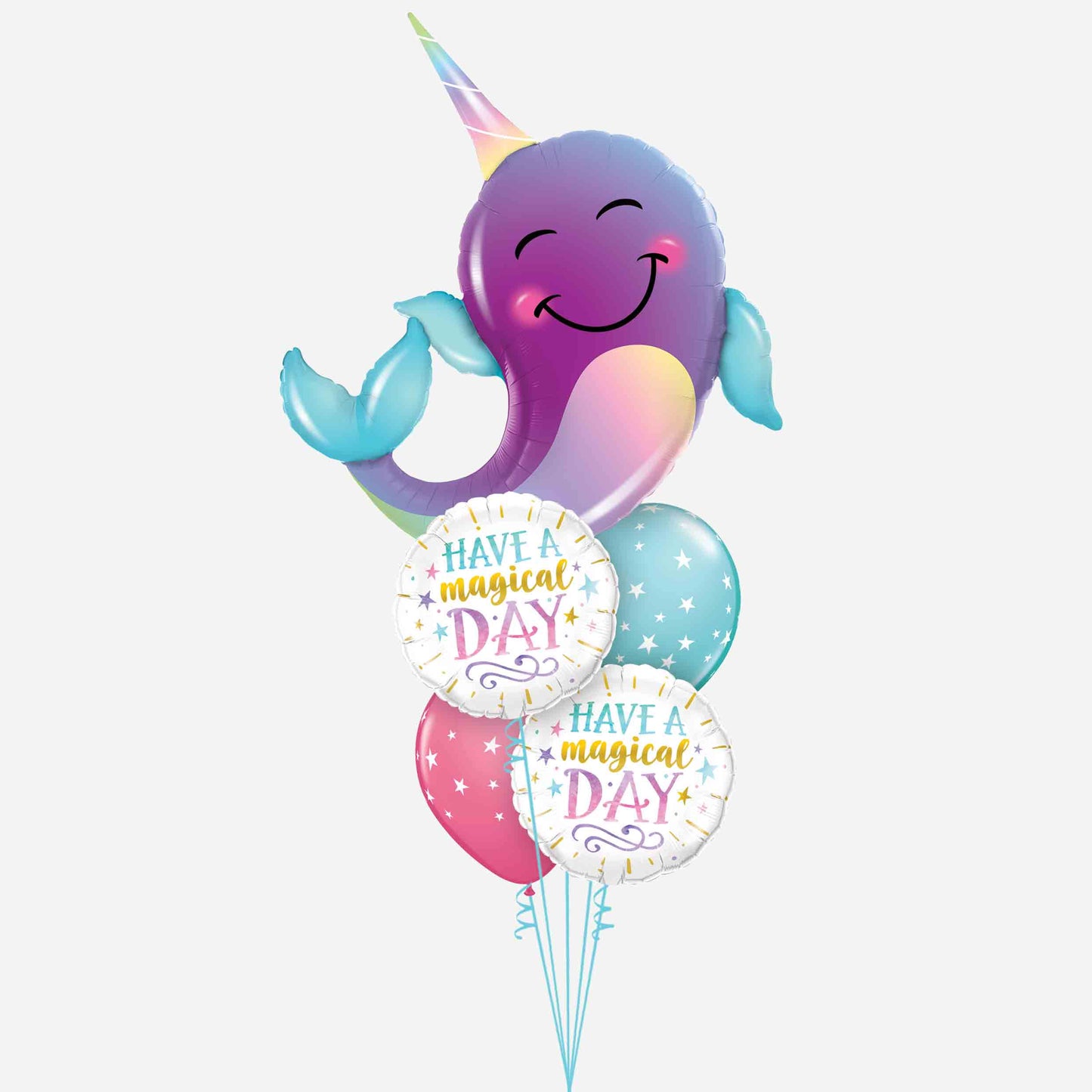 Narwhal Magical Day Inflated Balloon Bouquet