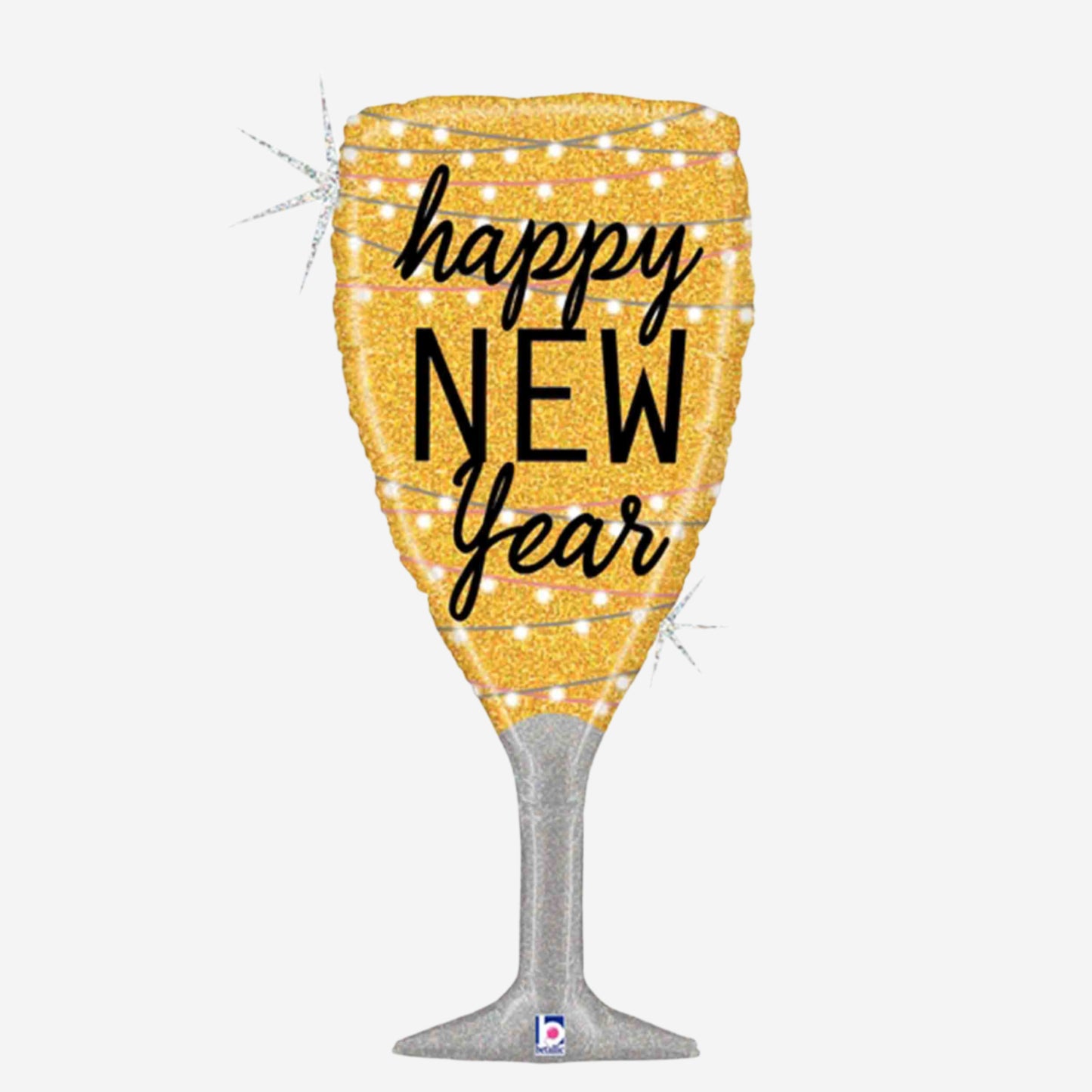 New Year Holographic Champagne Glass Inflated Foil Balloon