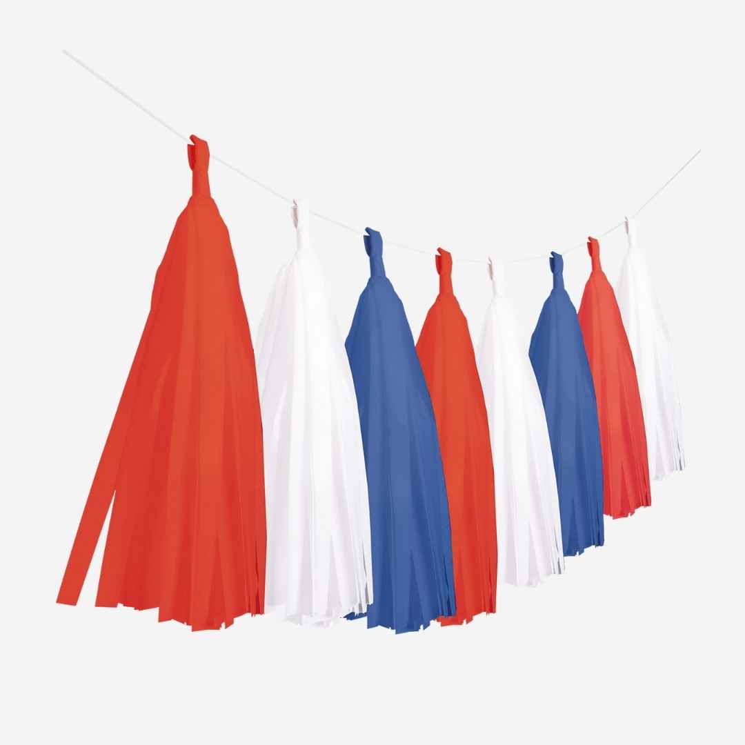 Blue, Red and White Tassel Garland