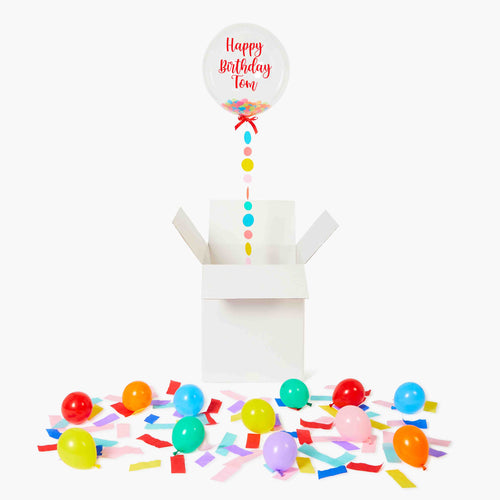 Personalised Multicolour Clear Confetti Balloon in a Box