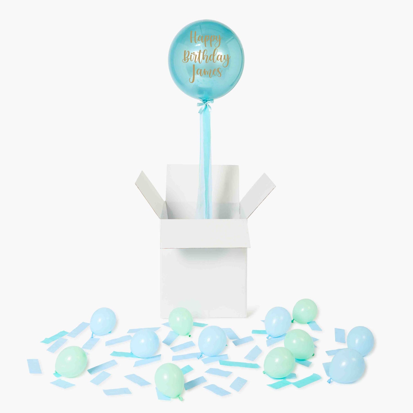 Personalised Pastel Blue Orbz Foil Balloon in a Box