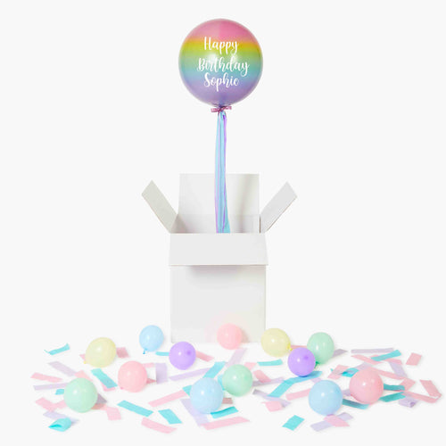 Personalised Rainbow Orbz Balloon in a Box