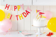 Pink Flags Birthday Cake Topper