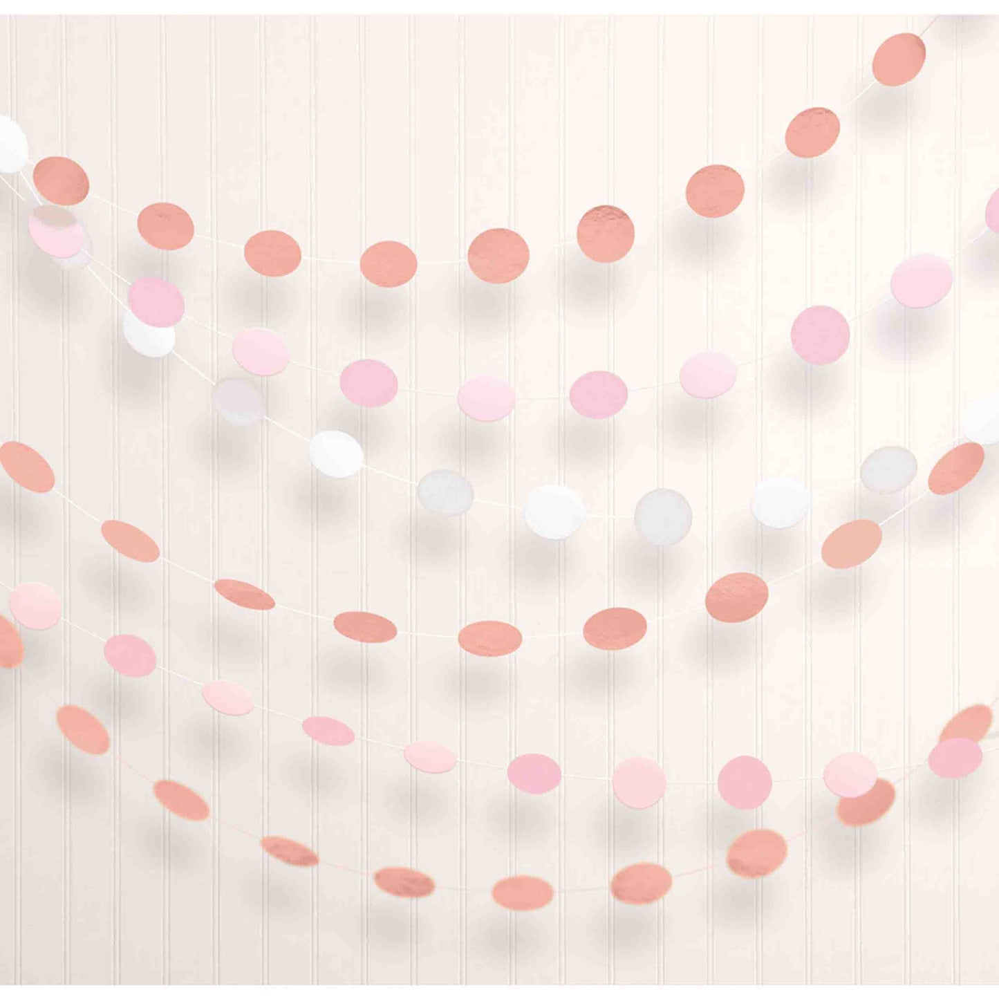 Rose Gold Blush Glitter Dot Garland Curtain