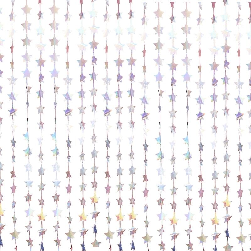 Iridescent Foil Curtain Backdrop Hanging Star Decoration