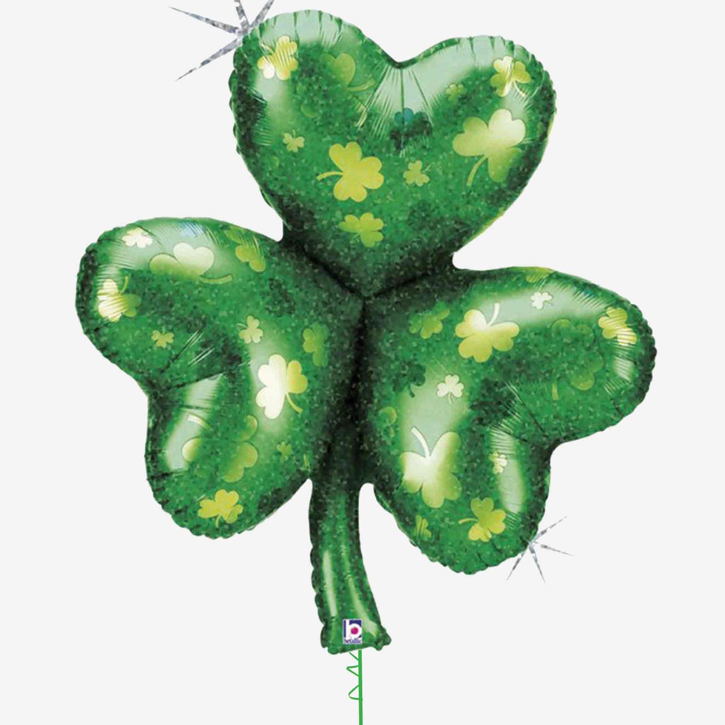 St Patrick's Day Holographic Shamrock Inflated Balloon