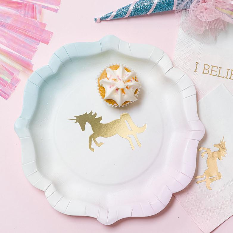 We Heart Unicorns Pastel Paper Plates