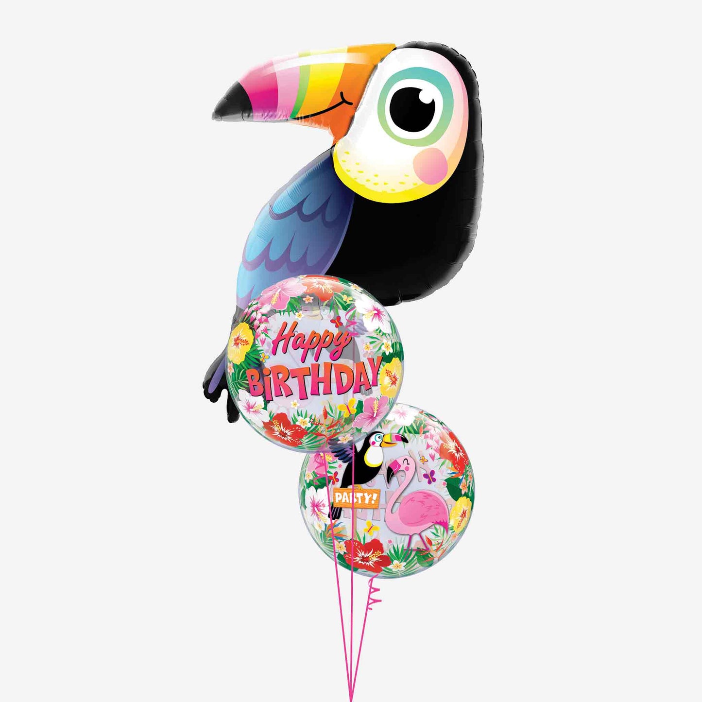 Tropical Toucan Birthday Inflated Balloon Bouquet