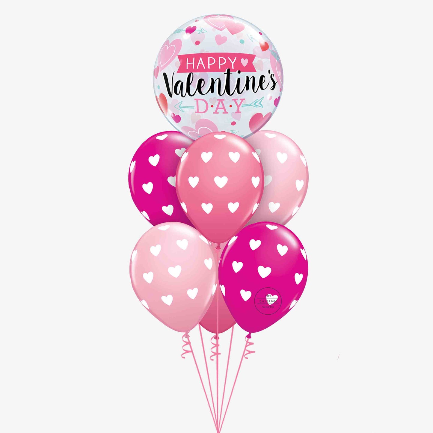 Valentines Heart Inflated Balloon Bouquet