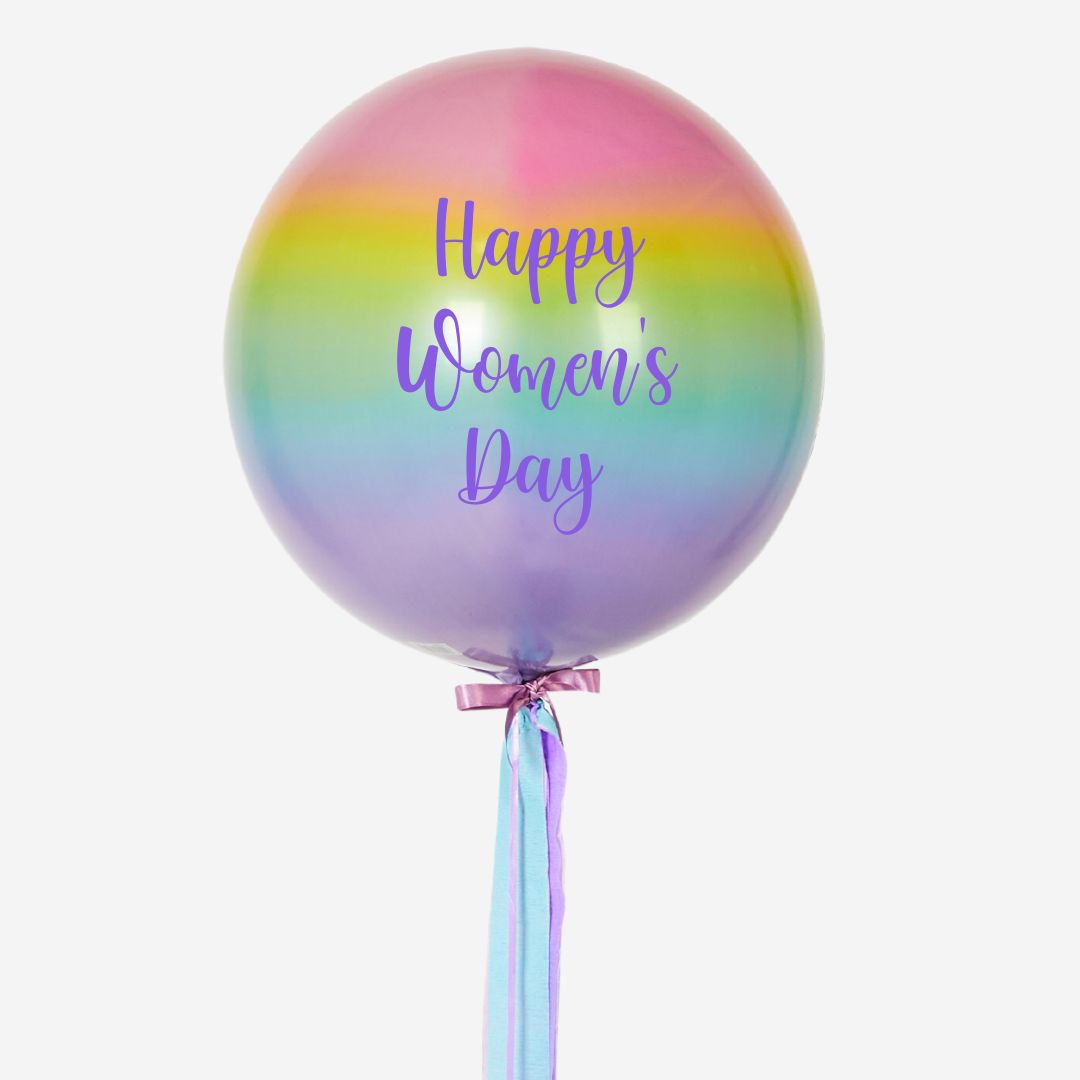 Happy Women's Day Rainbow Orbz Inflated Foil Balloon