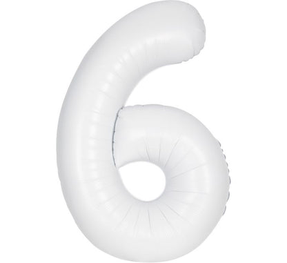 Large White Inflated Foil Number Balloons