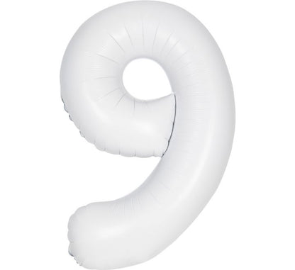 Large White Inflated Foil Number Balloons