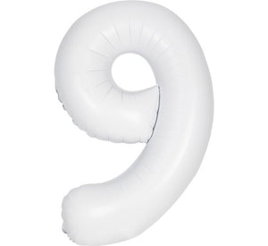 Large White Inflated Foil Number Balloons