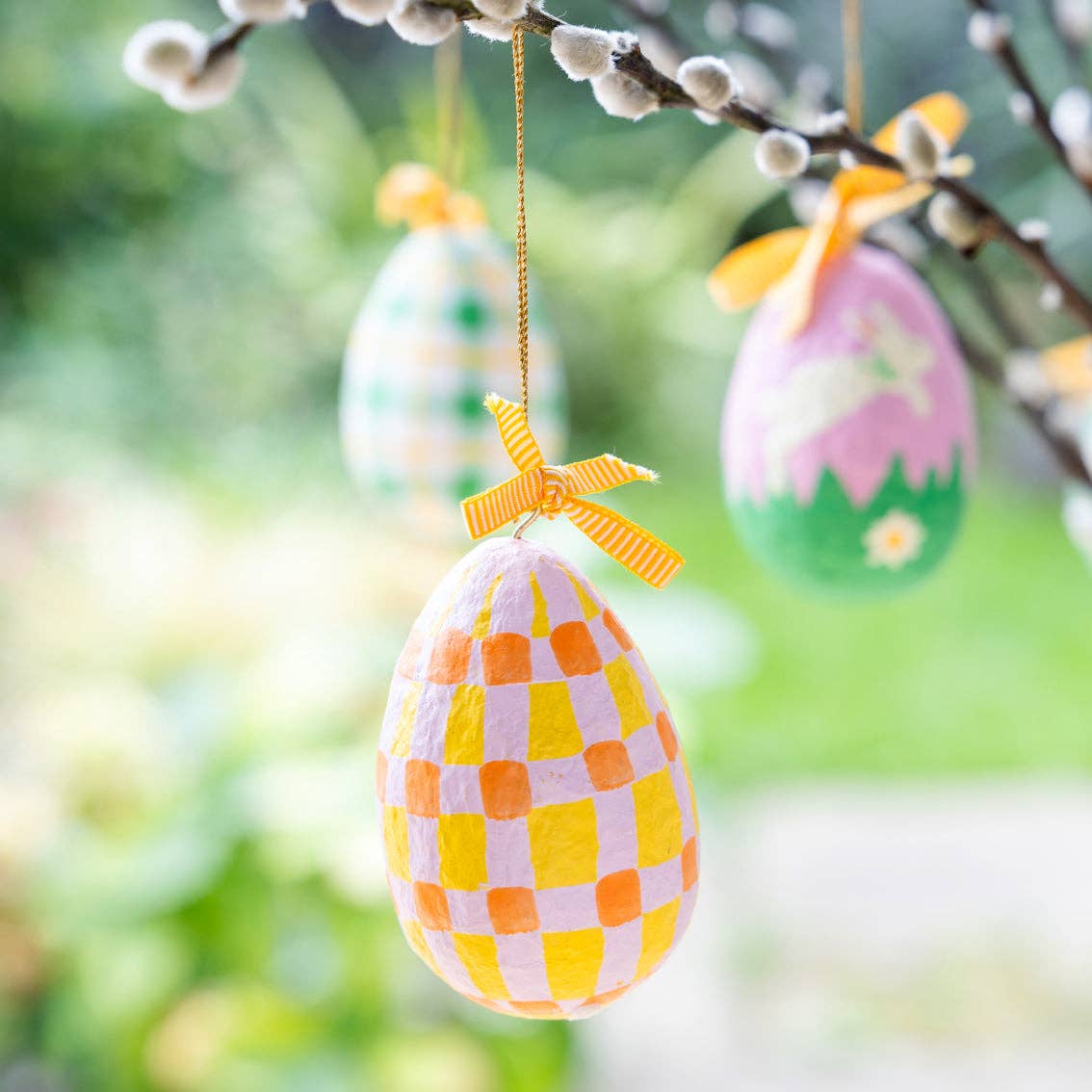 Recycled Cotton Hanging Eggs - Easter Decor