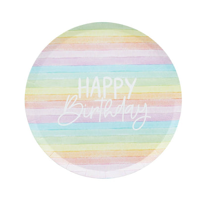 Eco Rainbow 'Happy Birthday' Paper Plates