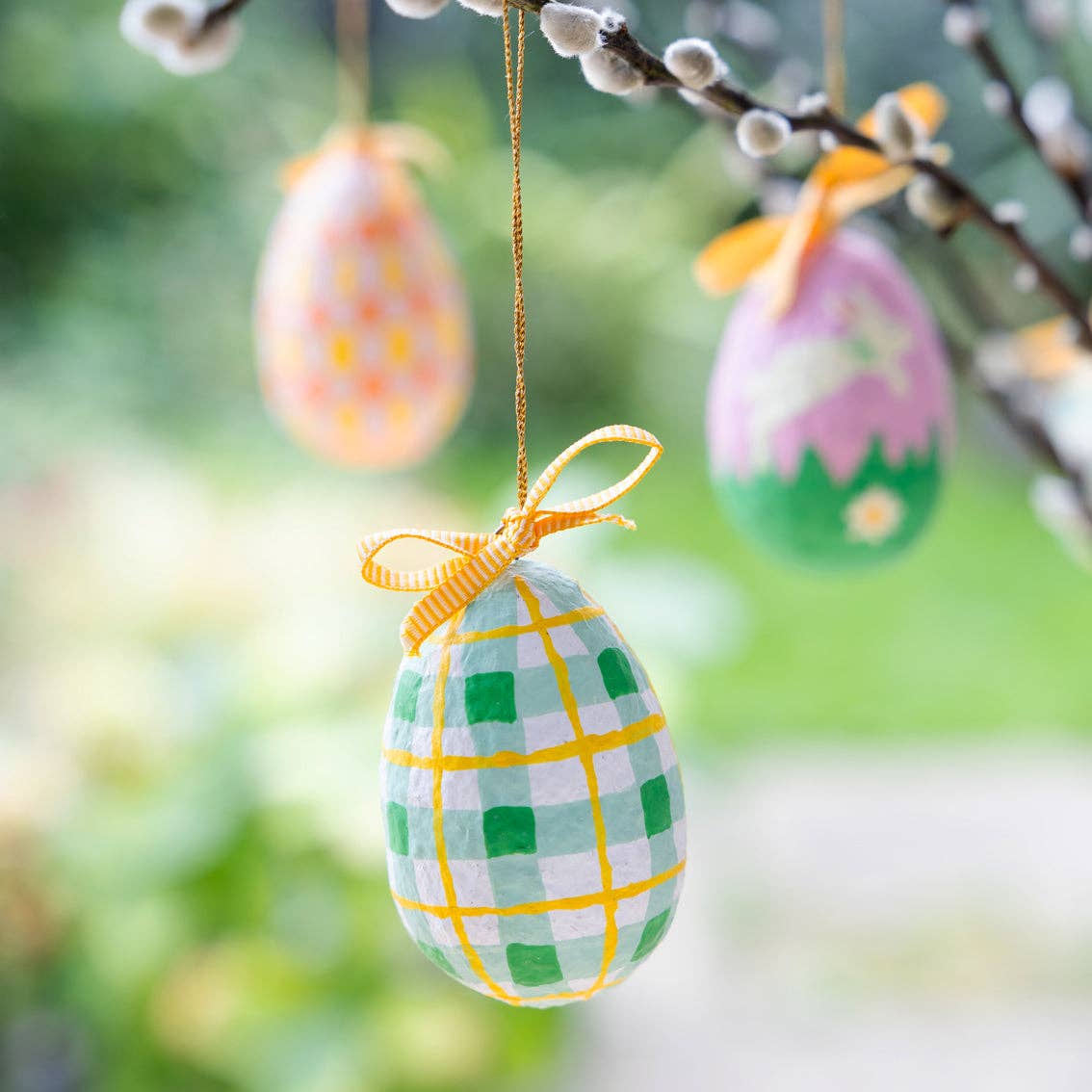 Recycled Cotton Hanging Eggs - Easter Decor