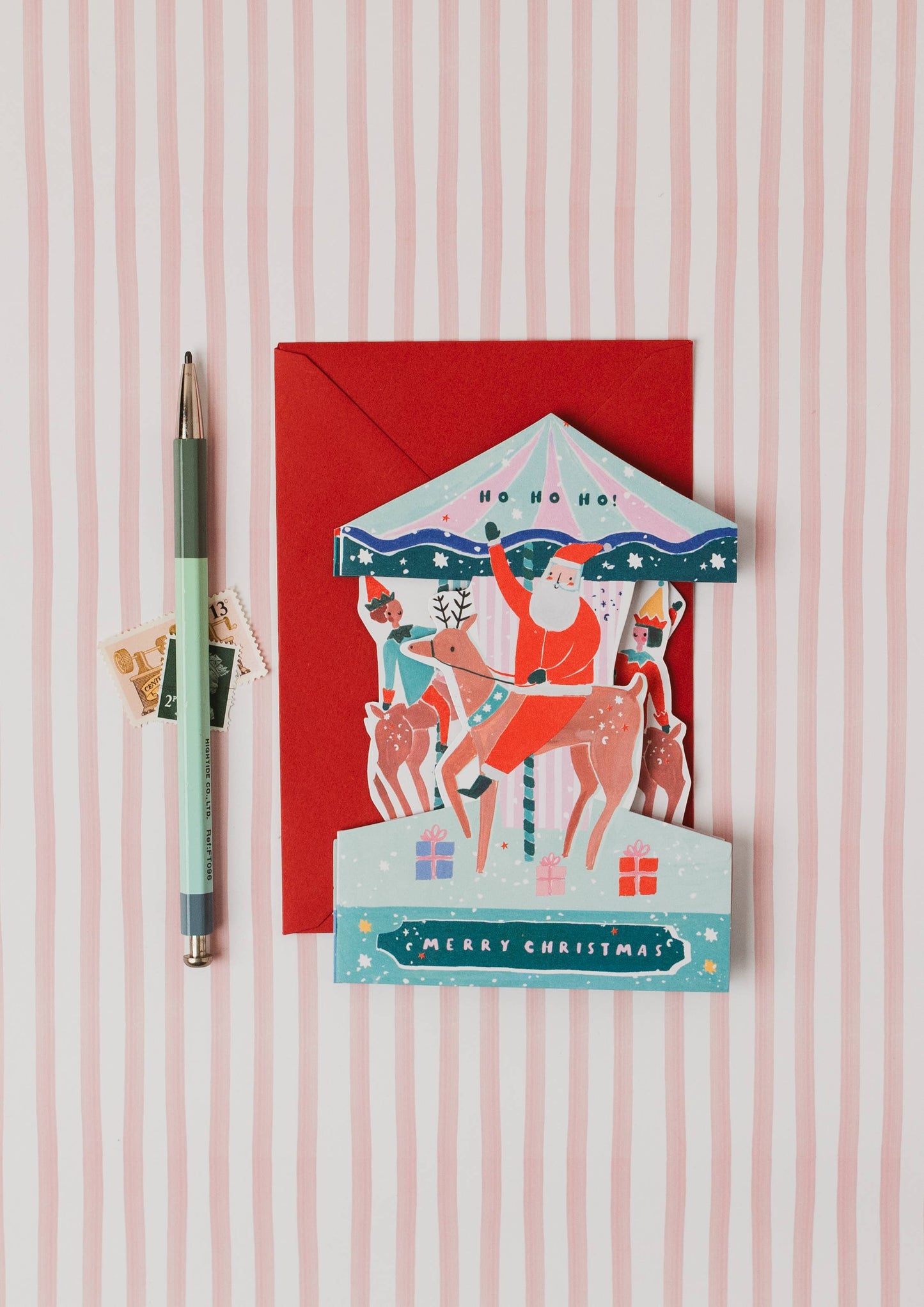 Nutmeg Open Christmas Carousel Card