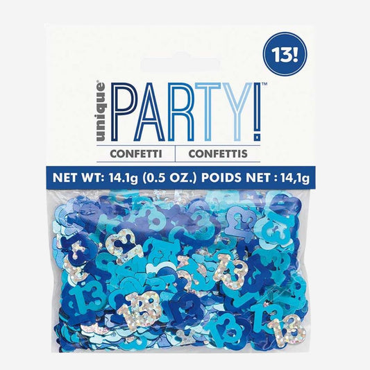 Glitz Blue 13th Happy Birthday Table Confetti