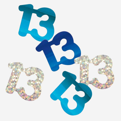 Glitz Blue 13th Happy Birthday Table Confetti