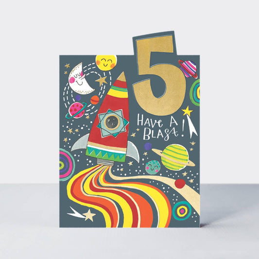 Tiptoes - Age 5 Birthday Card Boy - Rocket