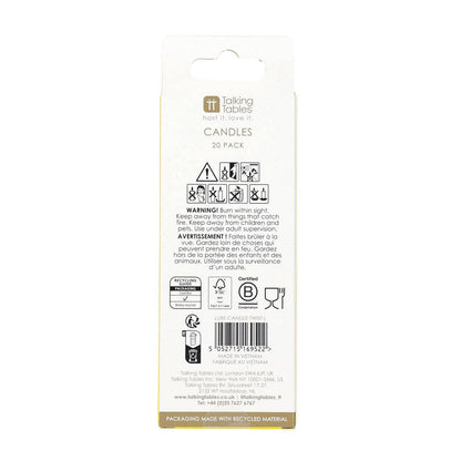 Gold & White Twist Birthday Candles - 20 Pack