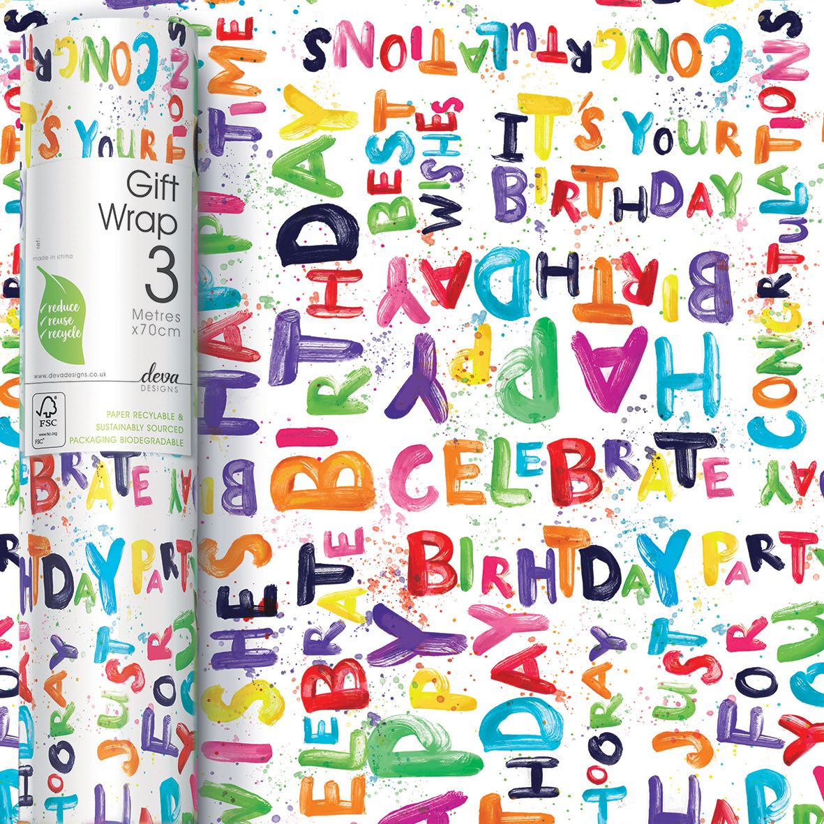 Bright Happy Birthday Wrapping Paper Rollo