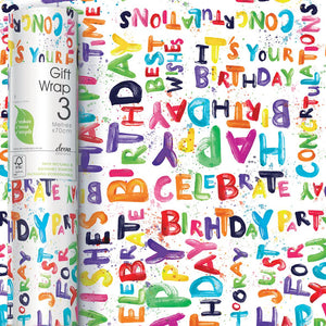 Bright Happy Birthday Wrapping Paper Roll