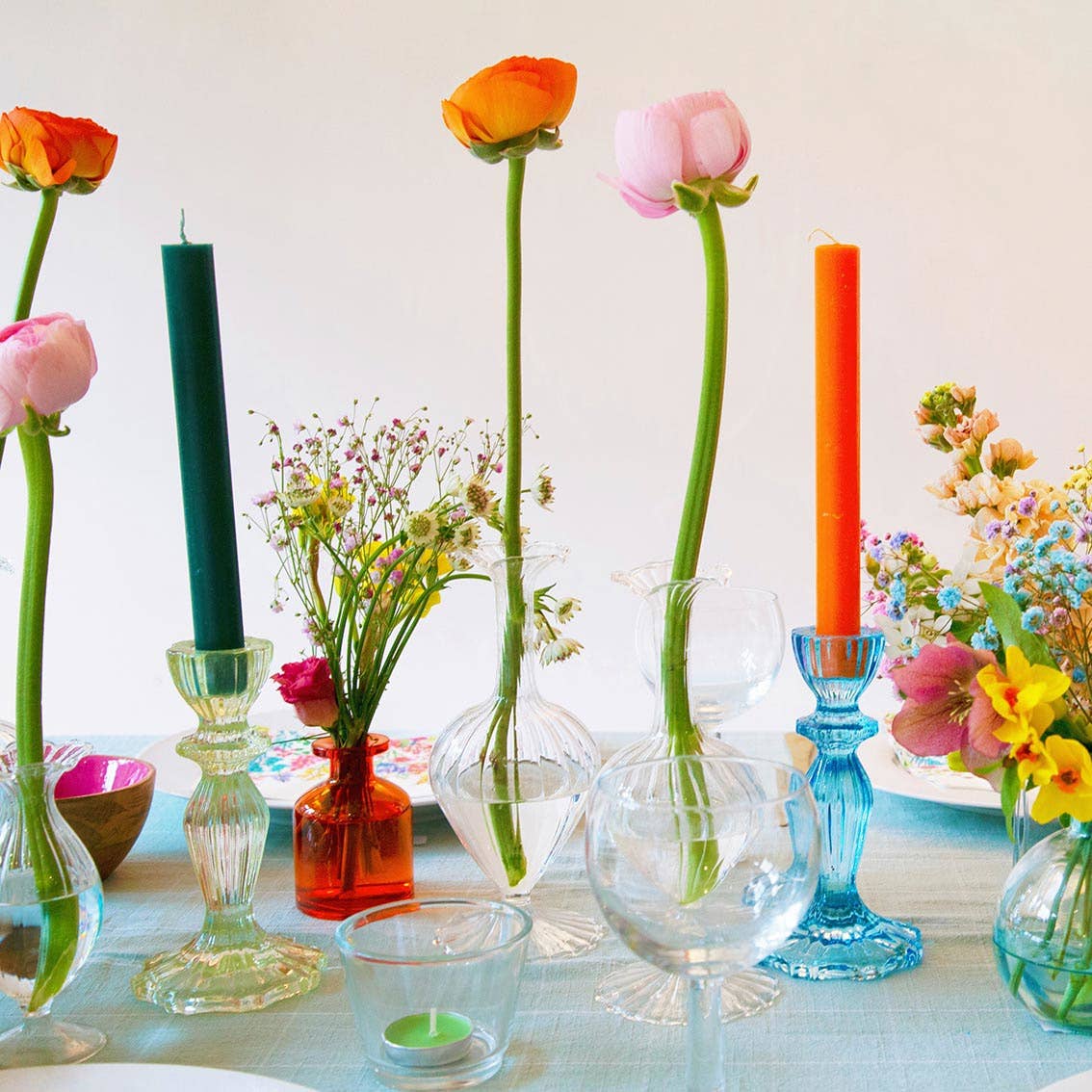 Light Green Glass Candle Holder