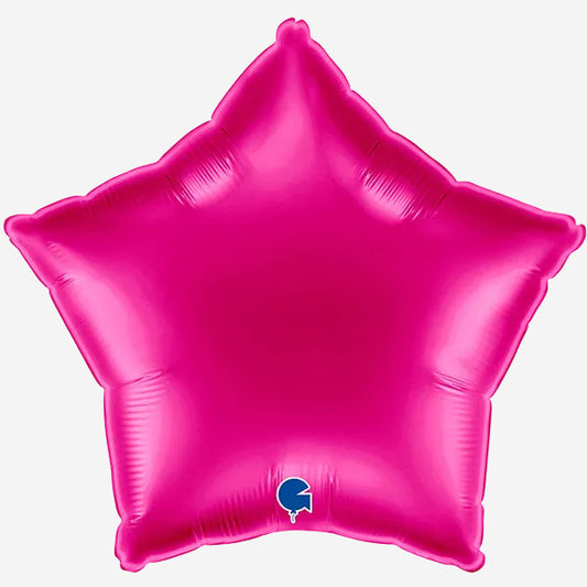 Bright Pink Star Inflated Foil Balloon
