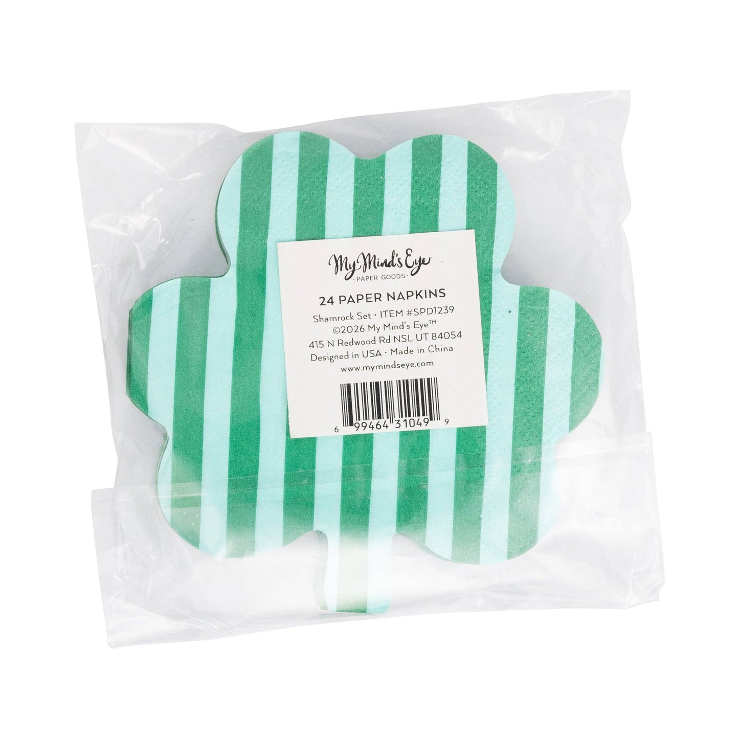 Shamrock Shaped Lucky You and Striped Cocktail Napkin Set