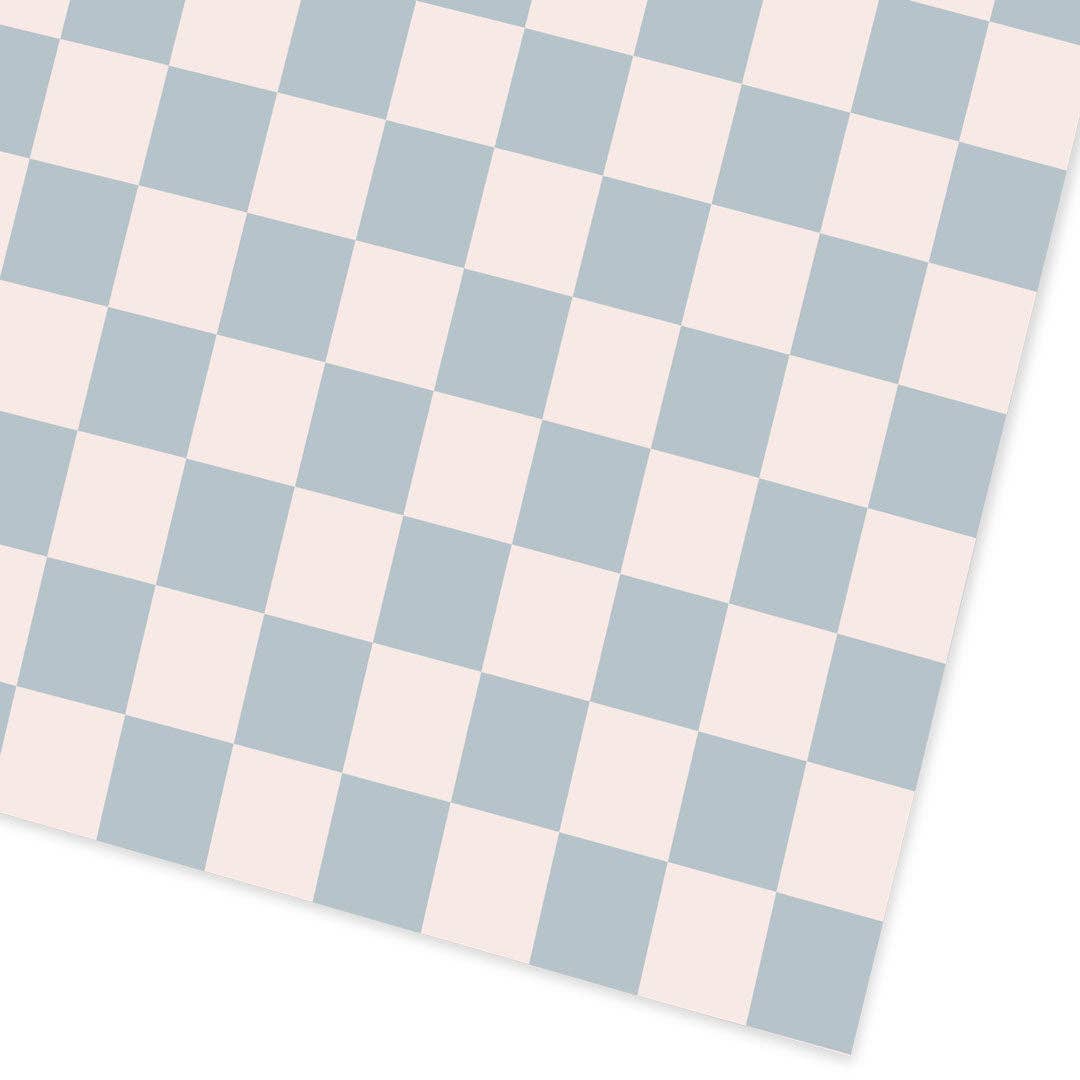 Blue and Cream Checker Board Wrapping Paper Roll