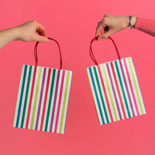 Rainbow Striped Gift Bags for Party