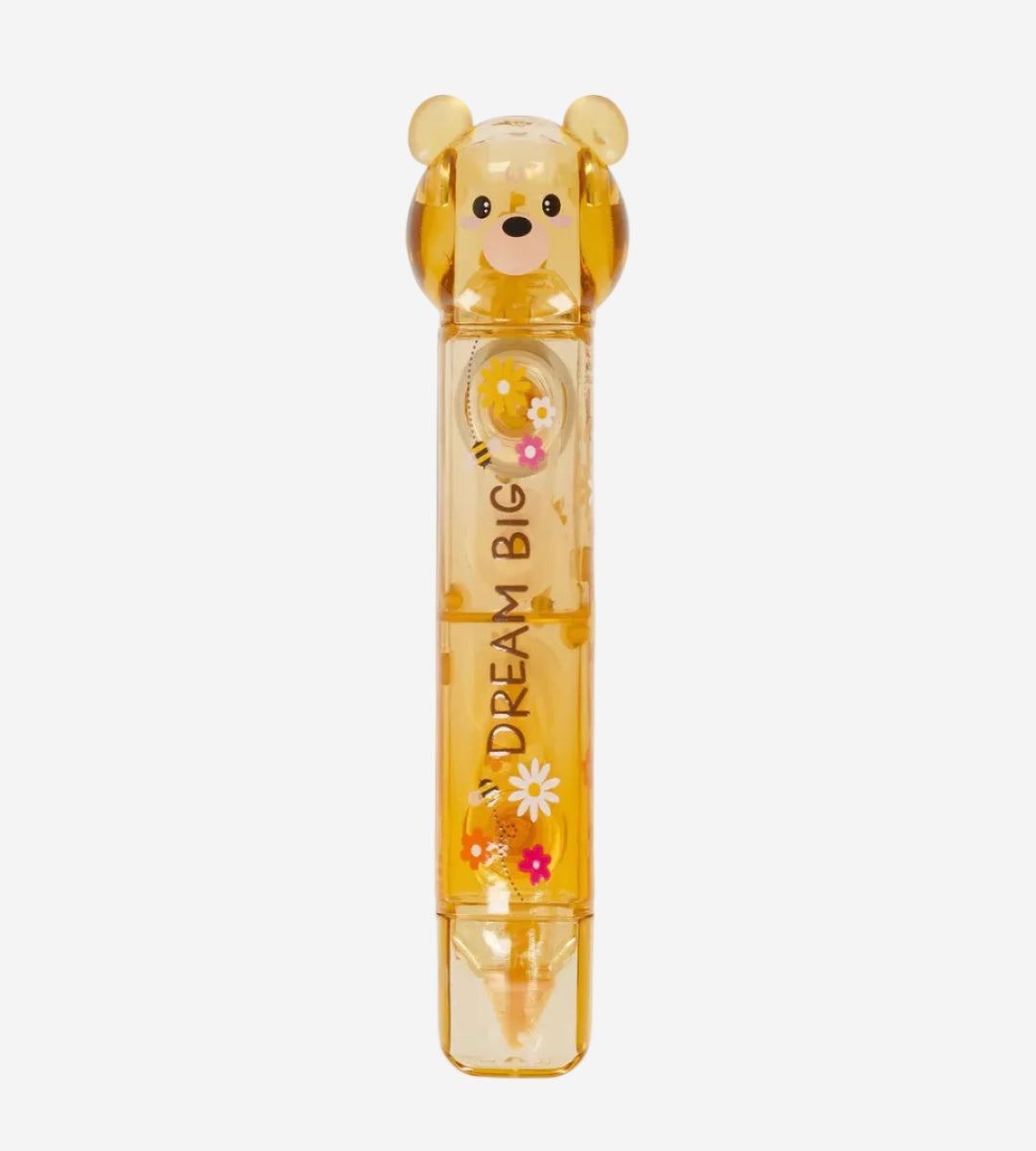 Yellow bear-shaped container with 'Dream Big' text on a white background