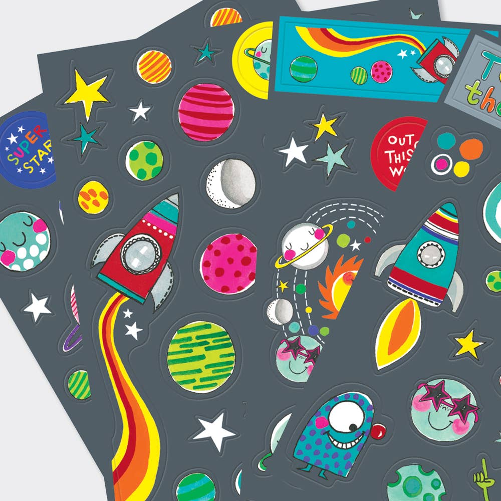To the Moon Sticker Book – 4 Space-Themed Sheets