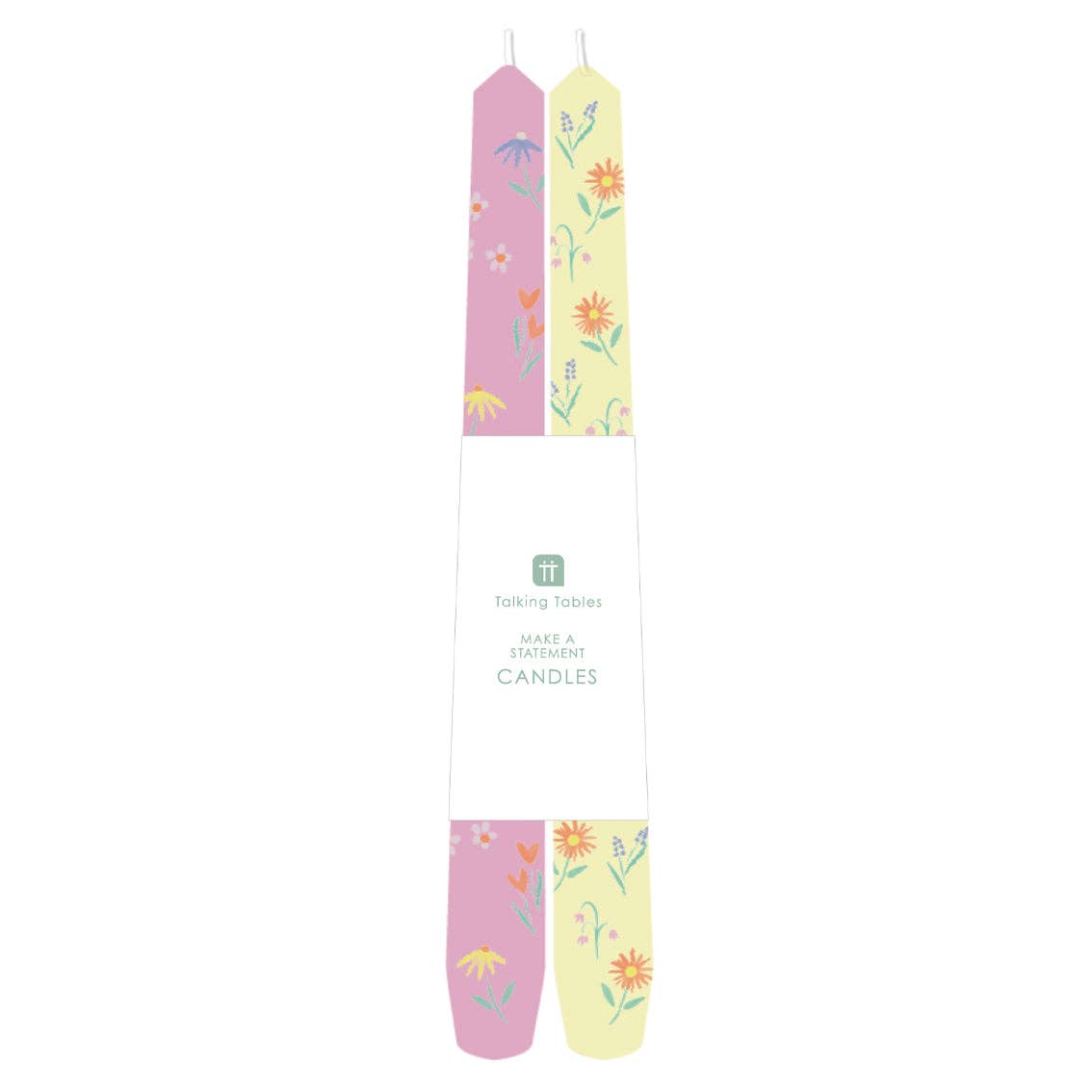Floral Yellow & Pink Dinner Candles