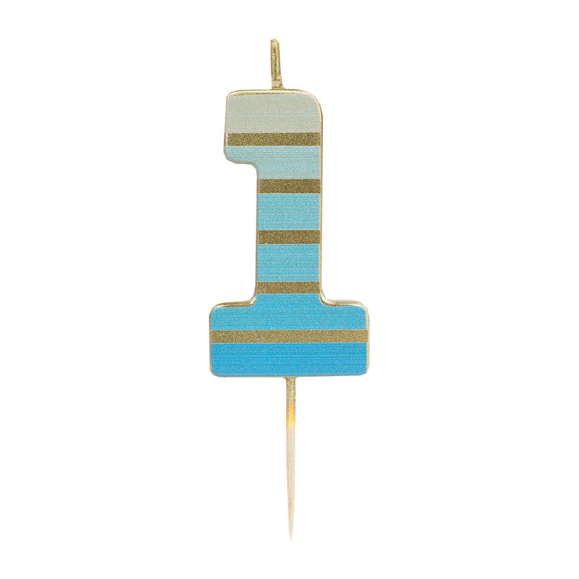 Blue & Gold  Number 1 Candle - 1st Birthday Candle