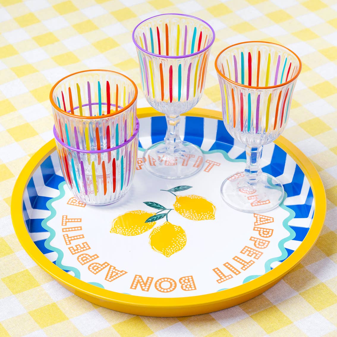 Yellow & White Fabric Gingham Tablecloth
