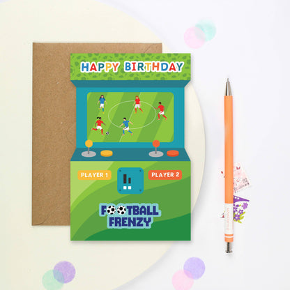 Football Frenzy Arcade Shaped Birthday Card