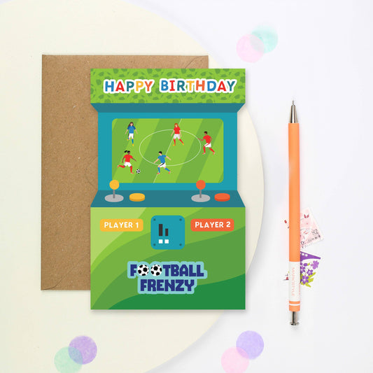 Football Frenzy Arcade Shaped Birthday Card