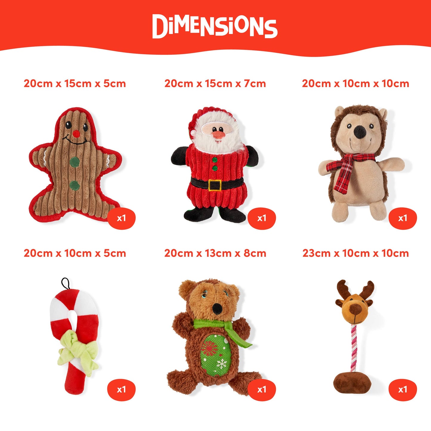 Assorted Festive Dog Toys